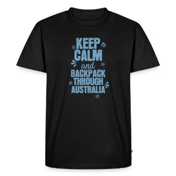 Restez calme et sac à dos à travers l’Australie - T-shirt Premium bio Homme - noir - Devant - Nico (187cm)