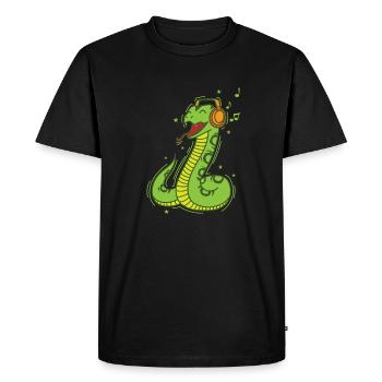 Snake aime la musique Reptile Animal Zoo - T-shirt Premium bio Homme - noir - Devant - Nico (187cm)