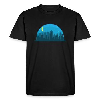 Skyline la nuit Construction de la silhouette de la ville - T-shirt Premium bio Homme - noir - Devant - Nico (187cm)