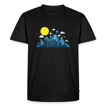 Skyline with Moon Building City Silhouette - Men's Premium Organic T-Shirt - black - Front - Nico (187cm)