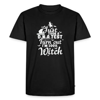 Je viens de passer un test D.N.A. il s’avère que je suis une sorcière - T-shirt Premium bio Homme - noir - Devant - Nico (187cm)