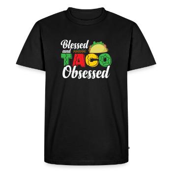 Vacances obsédées par les tacos bénis Mexique - T-shirt Premium bio Homme - noir - Devant - Nico (187cm)