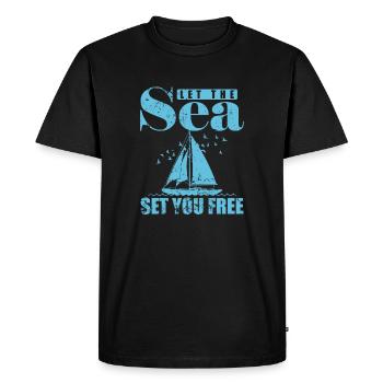 Laissez la mer vous mettre gratuitement au sport de voilier - T-shirt Premium bio Homme - noir - Devant - Nico (187cm)