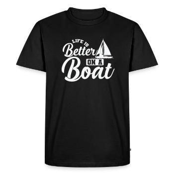 La vie est meilleure sur un bateau de sport de voilier - T-shirt Premium bio Homme - noir - Devant - Nico (187cm)
