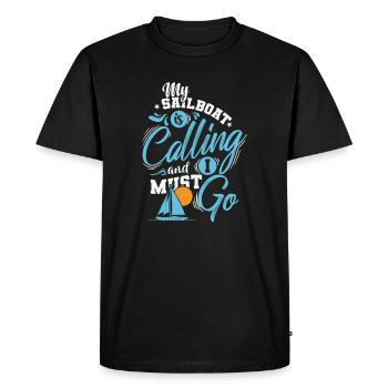 Mon voilier m’appelle Je dois y aller Voile - T-shirt Premium bio Homme - noir - Devant - Nico (187cm)