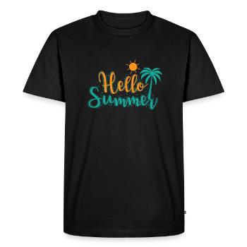 Bonjour Vacances d’été Vacances Loisirs Voyage - T-shirt Premium bio Homme - noir - Devant - Nico (187cm)