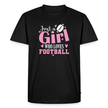 Juste une fille qui aime le sport de football - T-shirt Premium bio Homme - noir - Devant - Nico (187cm)