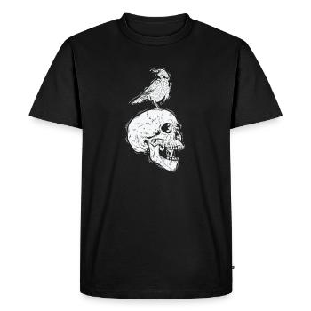 Crow on a bone skull raven bird - Men's Premium Organic T-Shirt - black - Front - Nico (187cm)