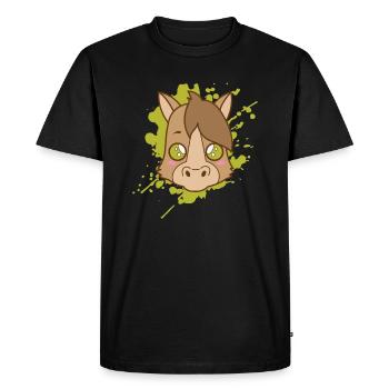 Horse Pony in Japanese kawaii style animal - Men's Premium Organic T-Shirt - black - Front - Nico (187cm)