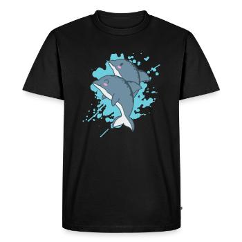 Dauphins dans un animal de style kawaii japonais - T-shirt Premium bio Homme - noir - Devant - Nico (187cm)