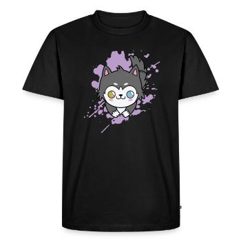 Chat avec une couleur d’yeux différente kawaii - T-shirt Premium bio Homme - noir - Devant - Nico (187cm)