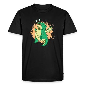 Un dragon mignon souffle des contes de fées de créatures mythiques - T-shirt Premium bio Homme - noir - Devant - Nico (187cm)