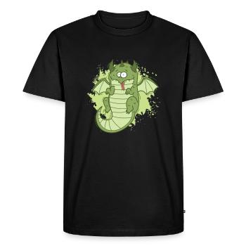 Fat Dragon Looks Funny Animal - Men's Premium Organic T-Shirt - black - Front - Nico (187cm)