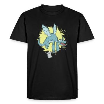 Drôle de dragon avec hache animal mignon - T-shirt Premium bio Homme - noir - Devant - Nico (187cm)