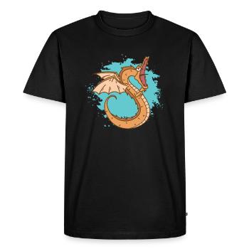 Serpent dragon à bouche ouverte - T-shirt Premium bio Homme - noir - Devant - Nico (187cm)