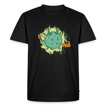 Le gros dragon kawaii crache du feu - T-shirt Premium bio Homme - noir - Devant - Nico (187cm)
