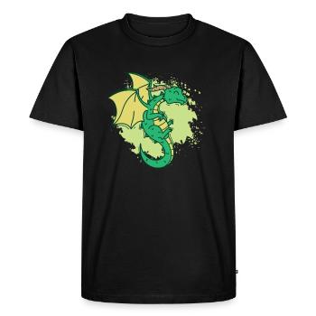 Dragon cool avec cornes drôle d’animal - T-shirt Premium bio Homme - noir - Devant - Nico (187cm)