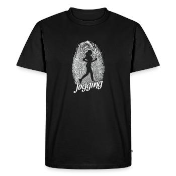 Jogging as a fingerprint Fitness Running - Men's Premium Organic T-Shirt - black - Front - Nico (187cm)