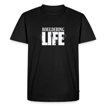 Bouldering Life Hobby Climbing Sports - Men's Premium Organic T-Shirt - black - Front - Nico (187cm)