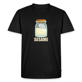 Goût d’épices au sésame Cuisine - T-shirt Premium bio Homme - noir - Devant - Nico (187cm)