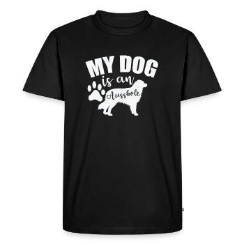 Mon chien est un ausshole berger australien - T-shirt Premium bio Homme - noir - Devant - Nico (187cm)