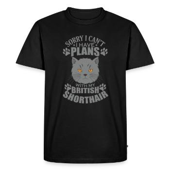 Je ne peux pas avoir de plans avec mon British Shorthair - T-shirt Premium bio Homme - noir - Devant - Nico (187cm)