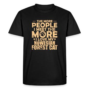 Moins de gens plus de chat forestier norvégien - T-shirt Premium bio Homme - noir - Devant - Nico (187cm)