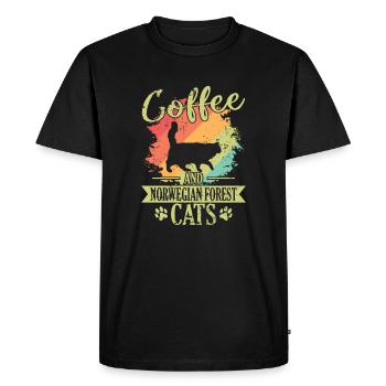 Café et gueule de bois des chats des forêts norvégiennes - T-shirt Premium bio Homme - noir - Devant - Nico (187cm)