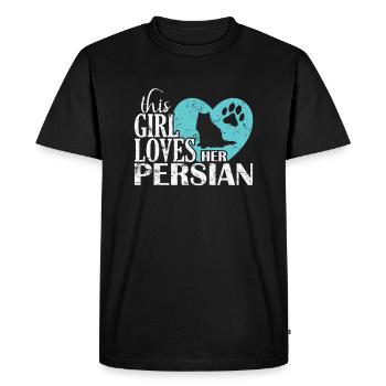 Cette fille aime son chat persan chat domestique - T-shirt Premium bio Homme - noir - Devant - Nico (187cm)