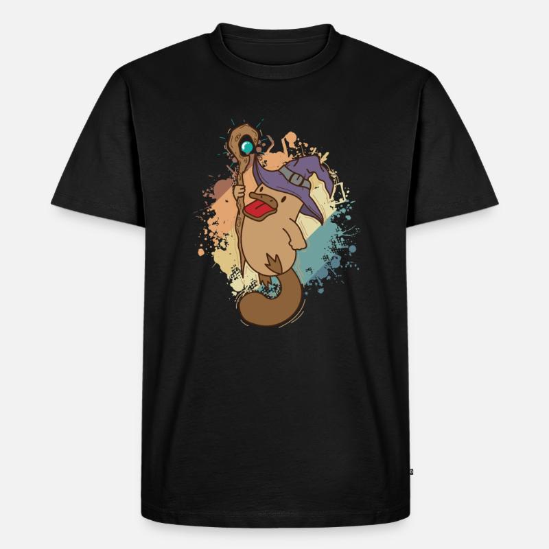 Schnabeltier als Zauberer Australien - Männer Premium Bio T-Shirt - Schwarz
