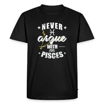 Signe du zodiaque Ne jamais discuter avec un Poissons Poissons Poissons - T-shirt Premium bio Homme - noir - Devant - Nico (187cm)