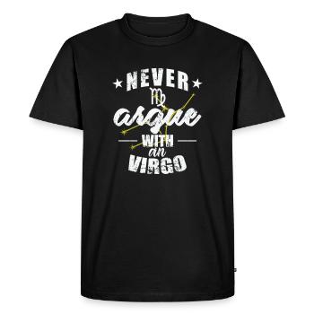 Signe du zodiaque Ne jamais se disputer avec une Vierge - T-shirt Premium bio Homme - noir - Devant - Nico (187cm)
