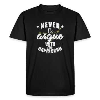 Signe du zodiaque Ne jamais se disputer avec un Capricorne - T-shirt Premium bio Homme - noir - Devant - Nico (187cm)