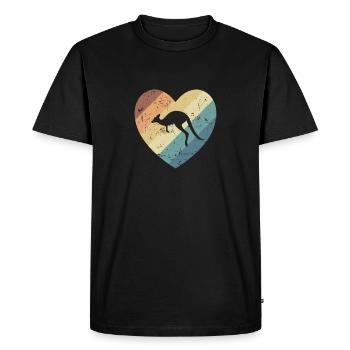 Heart with Kangaroo Australia Outback Animal - Men's Premium Organic T-Shirt - black - Front - Nico (187cm)