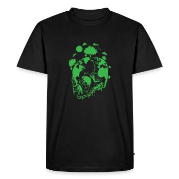 Terre verte sur un crâne d’os nature - T-shirt Premium bio Homme - noir - Devant - Nico (187cm)