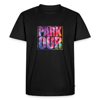 Parkour PARK OUR Jump Sport Fitness - T-shirt Premium bio Homme - noir - Devant - Nico (187cm)
