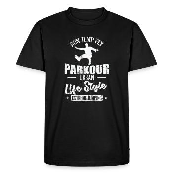Run Jump Fly Parkour Urban Life Style Sport - Men's Premium Organic T-Shirt - black - Front - Nico (187cm)