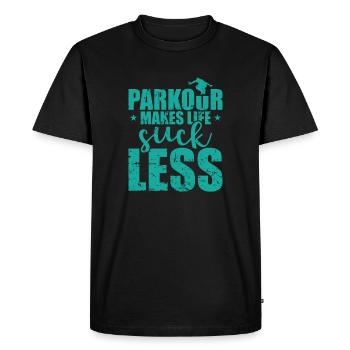 Parkour Makes Life suck less Sport Training - Men's Premium Organic T-Shirt - black - Front - Nico (187cm)