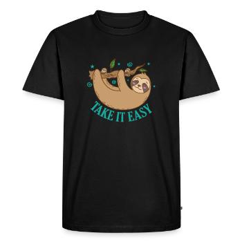 Take it Easy Paresseux Nature paresseuse - T-shirt Premium bio Homme - noir - Devant - Nico (187cm)