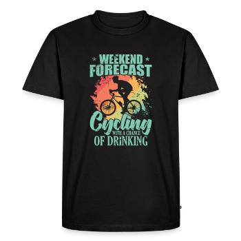 Prévisions de week-end Cyclisme avec possibilité de boire - T-shirt Premium bio Homme - noir - Devant - Nico (187cm)