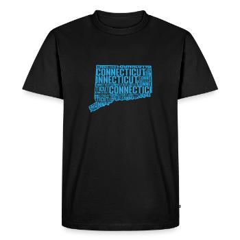 Nuage de mots du Connecticut comme contour de carte USA - T-shirt Premium bio Homme - noir - Devant - Nico (187cm)