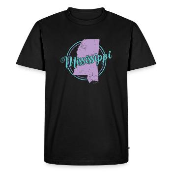 Mississippi Carte USA Amérique - T-shirt Premium bio Homme - noir - Devant - Nico (187cm)