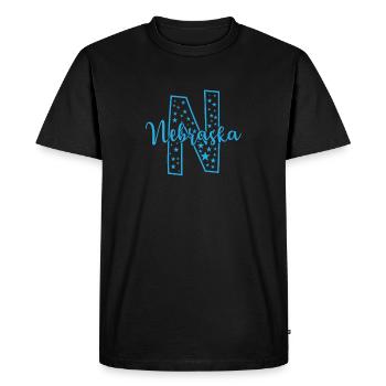 Nebraska lettre N USA Amérique - T-shirt Premium bio Homme - noir - Devant - Nico (187cm)