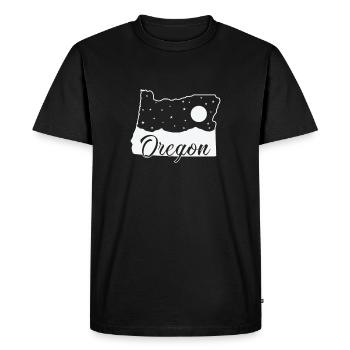 Contour de la carte de l’Oregon avec skyline USA Amérique - T-shirt Premium bio Homme - noir - Devant - Nico (187cm)