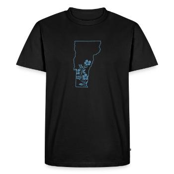 Contour de la carte du Vermont avec Flowers USA Amérique - T-shirt Premium bio Homme - noir - Devant - Nico (187cm)