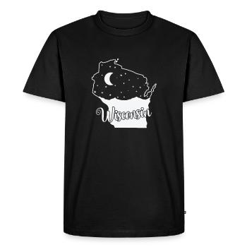 Ligne d’horizon du Wisconsin dans le contour de la carte États-Unis - T-shirt Premium bio Homme - noir - Devant - Nico (187cm)