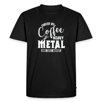 Fueled by Coffee Heavy Metal and cuss Words - Men's Premium Organic T-Shirt - black - Front - Nico (187cm)