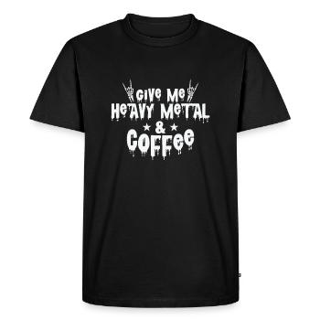 Give Me Heavy Metal and Coffee Music Band - Men's Premium Organic T-Shirt - black - Front - Nico (187cm)