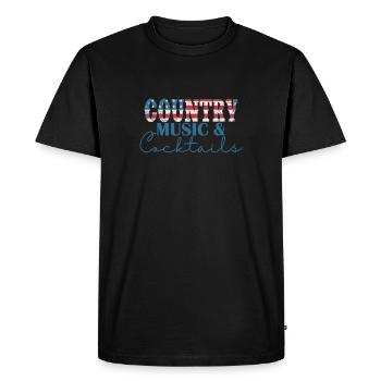 Musique country et cocktails USA Amérique - T-shirt Premium bio Homme - noir - Devant - Nico (187cm)