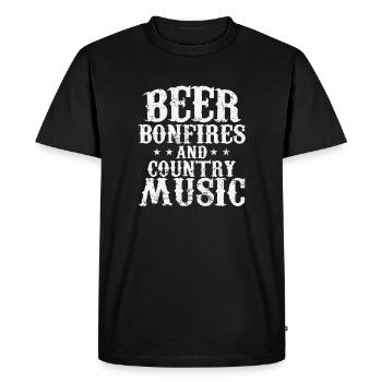 Bière, feux de joie et musique country USA Amérique - T-shirt Premium bio Homme - noir - Devant - Nico (187cm)